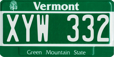 VT license plate XYW332