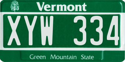 VT license plate XYW334