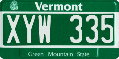 VT license plate XYW335
