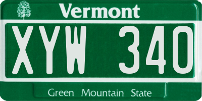 VT license plate XYW340