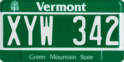 VT license plate XYW342