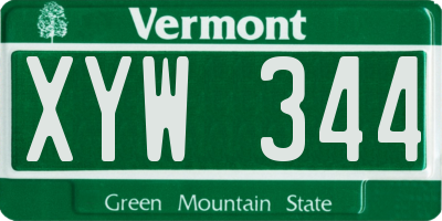 VT license plate XYW344
