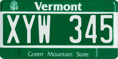 VT license plate XYW345
