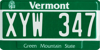 VT license plate XYW347