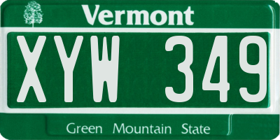 VT license plate XYW349