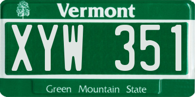 VT license plate XYW351