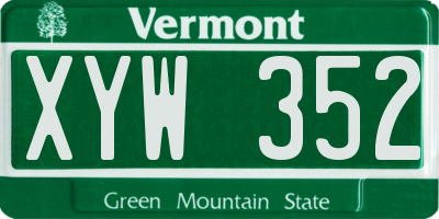 VT license plate XYW352