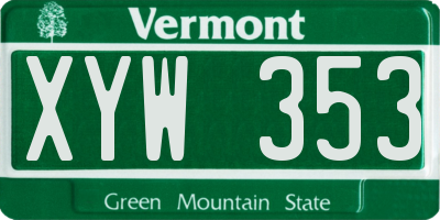 VT license plate XYW353