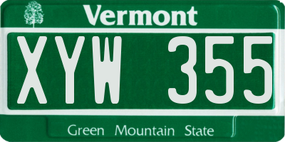 VT license plate XYW355
