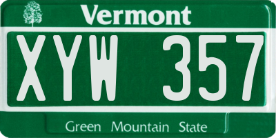VT license plate XYW357