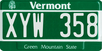 VT license plate XYW358