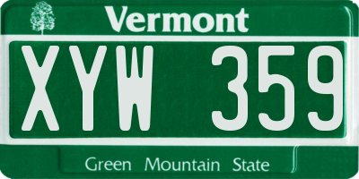 VT license plate XYW359