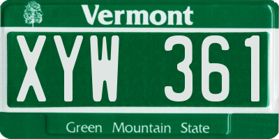 VT license plate XYW361