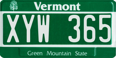 VT license plate XYW365