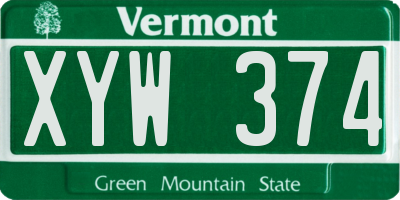 VT license plate XYW374