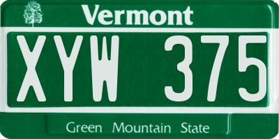VT license plate XYW375