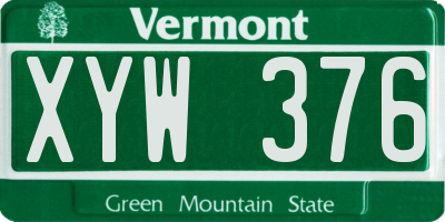 VT license plate XYW376