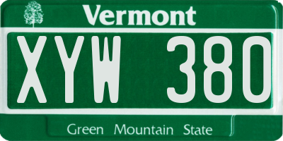 VT license plate XYW380