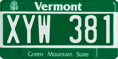 VT license plate XYW381