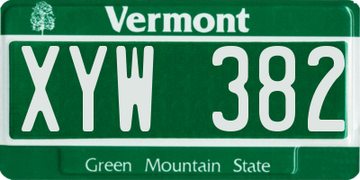 VT license plate XYW382