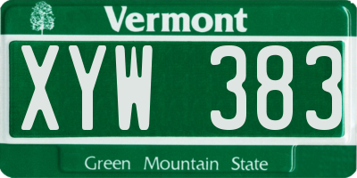 VT license plate XYW383