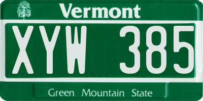 VT license plate XYW385