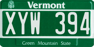 VT license plate XYW394