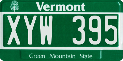 VT license plate XYW395
