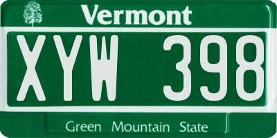 VT license plate XYW398