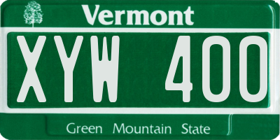 VT license plate XYW400