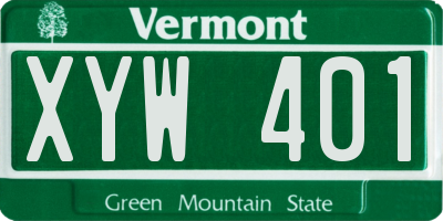 VT license plate XYW401