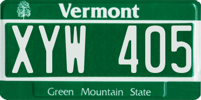 VT license plate XYW405