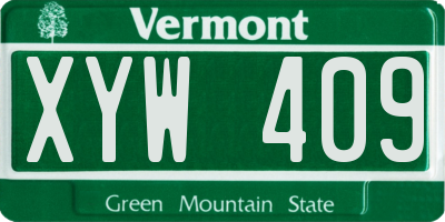 VT license plate XYW409
