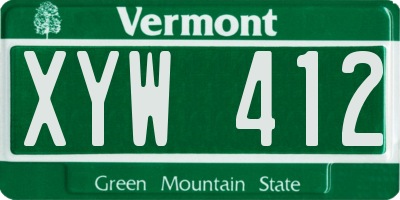 VT license plate XYW412