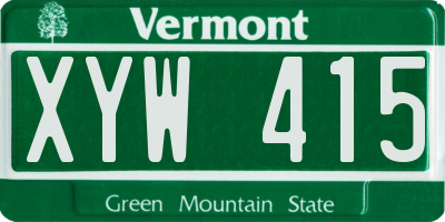 VT license plate XYW415
