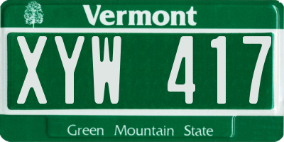 VT license plate XYW417