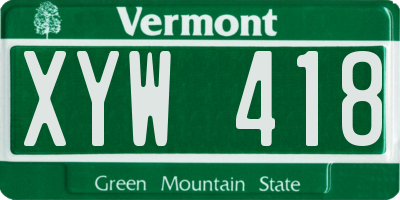VT license plate XYW418