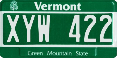 VT license plate XYW422