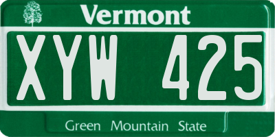 VT license plate XYW425