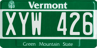 VT license plate XYW426