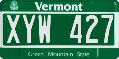 VT license plate XYW427