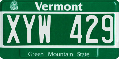 VT license plate XYW429