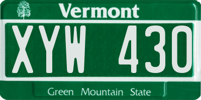 VT license plate XYW430