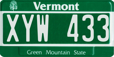 VT license plate XYW433