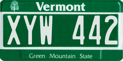 VT license plate XYW442