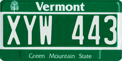 VT license plate XYW443