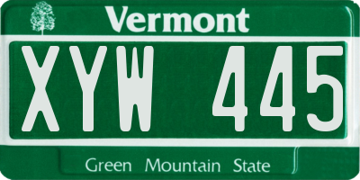 VT license plate XYW445