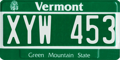 VT license plate XYW453