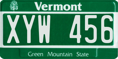 VT license plate XYW456