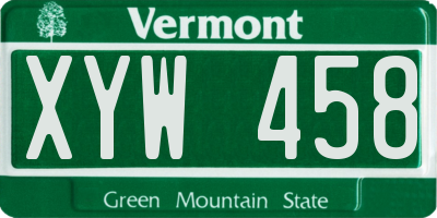 VT license plate XYW458